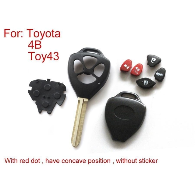 Remote Key Shell 4  Button (With Red Dot Have Concave Position Without Sticker) for Toyota 5pcs/lot