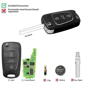 Xhorse XNHY02EN Wireless Remote Key Hyundai Flip 3 Buttons English 10pcs/lot