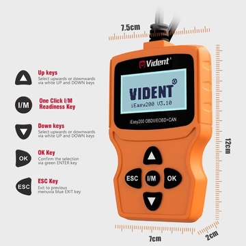 VIDENT iEasy200 OBDII/EOBD+CAN Code Reader for Vehicle Checking Engine Light Car Diagnostic Scan Tool