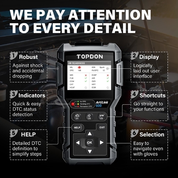 TOPDON ArtiLink600 OBD2 Scanner  ABS SRS Engine Test Autoscanner Free Update