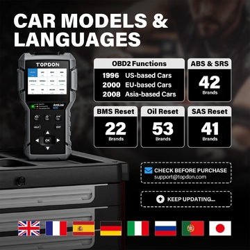 TOPDON ArtiLink600 OBD2 Scanner  ABS SRS Engine Test Autoscanner Free Update