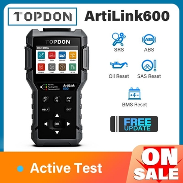 TOPDON ArtiLink600 OBD2 Scanner  ABS SRS Engine Test Autoscanner Free Update