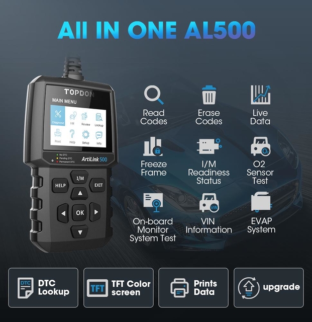 TOPDON AL500 Full OBD2 Scanner Car OBDII Diagnostic Tool