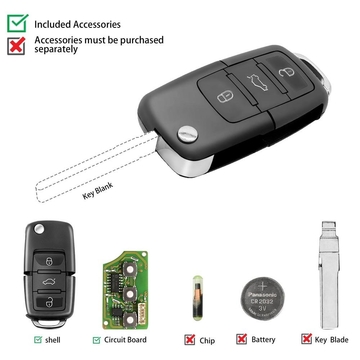 Xhorse XKB501EN Wire Remote Key VW B5 Flip 3 Buttons English Version 5pcs/lot