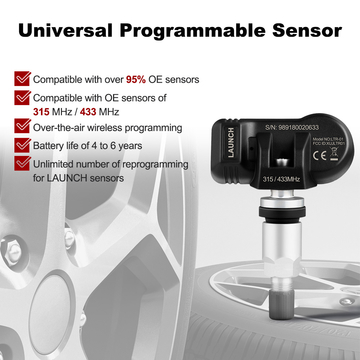 LAUNCH LTR-01 RF Sensor 315MHz &amp;amp; 433MHz TPMS Sensor Tool Metal &amp;amp; Rubber Free Shipping